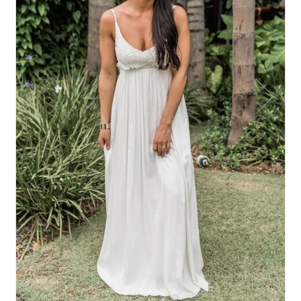 Pink Lily Once in a Lifetime White Maxi Dress
